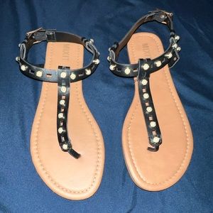 NWOT Mixit Black Pearl Studded Sandals Size 8